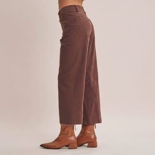 Stretch Cotton Linen High-Waist Ankle Pants
