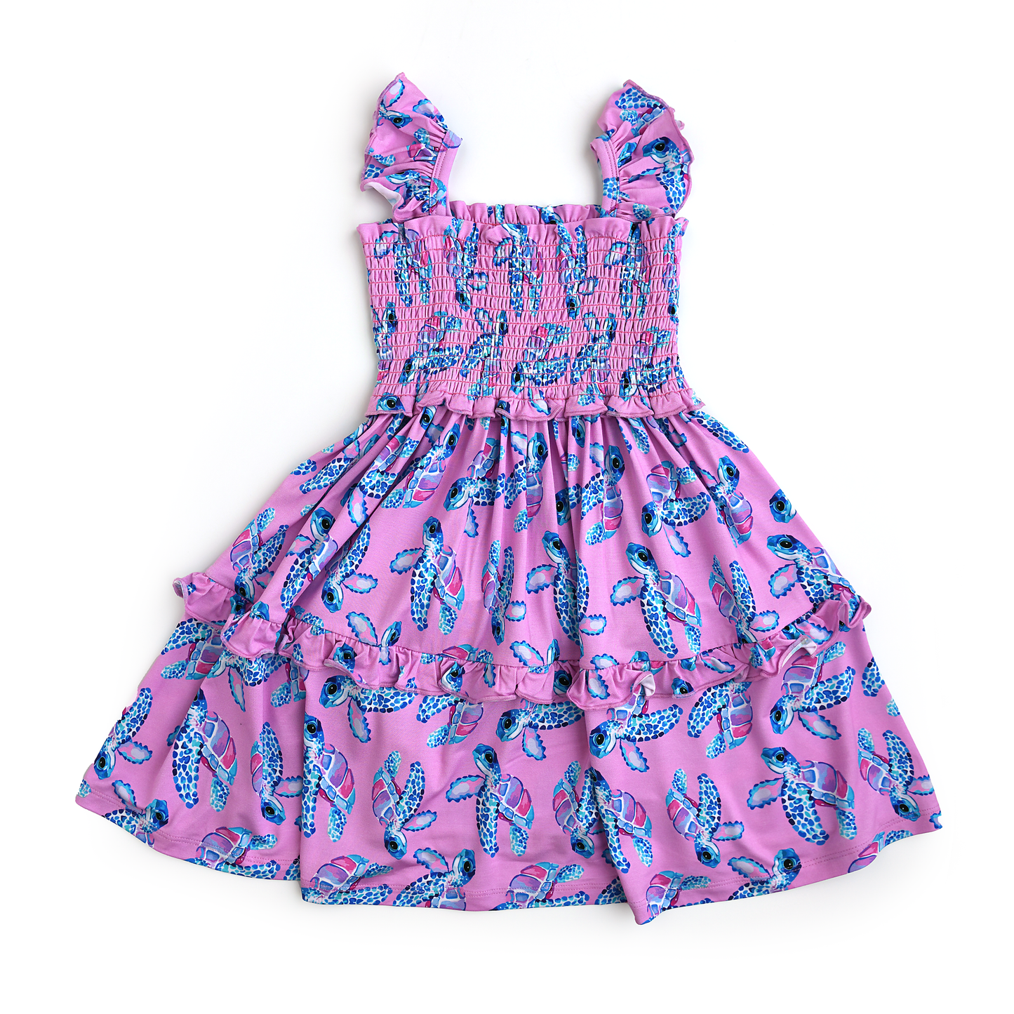 Waverly Sea Turtles Smocked Dress Bamboo Kids Outfit