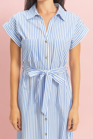 Striped Poplin Shirt Dress