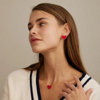 Heart Druzy Stone Stud Earrings