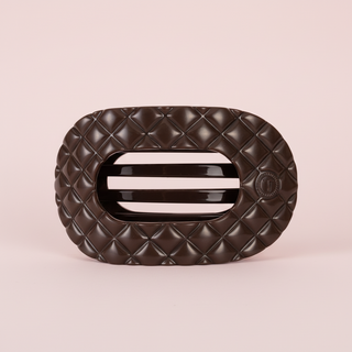 Flat Round Hair Clip | Large | Truly Taupe Quilted