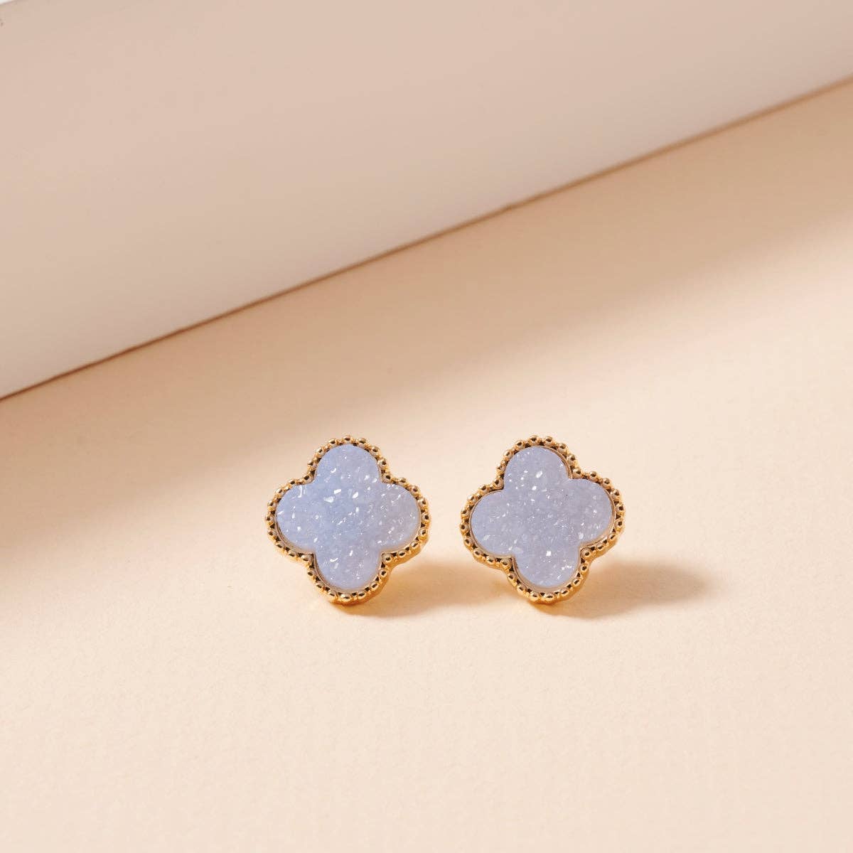 Mini Druzy Clover Stud Earrings