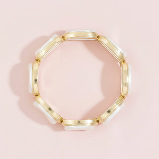 Oval Pearl Resin Station Stretch Bracelet