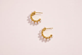 Stainless Steel Pearl Accent Hoop Earrings – Hypoallergenic & Tarnish Free