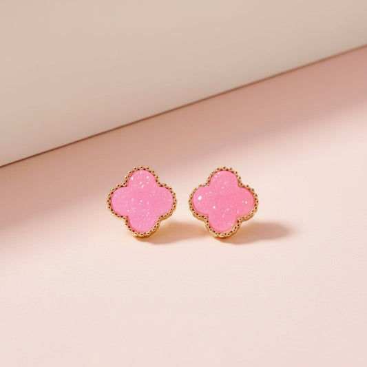 Mini Druzy Clover Stud Earrings
