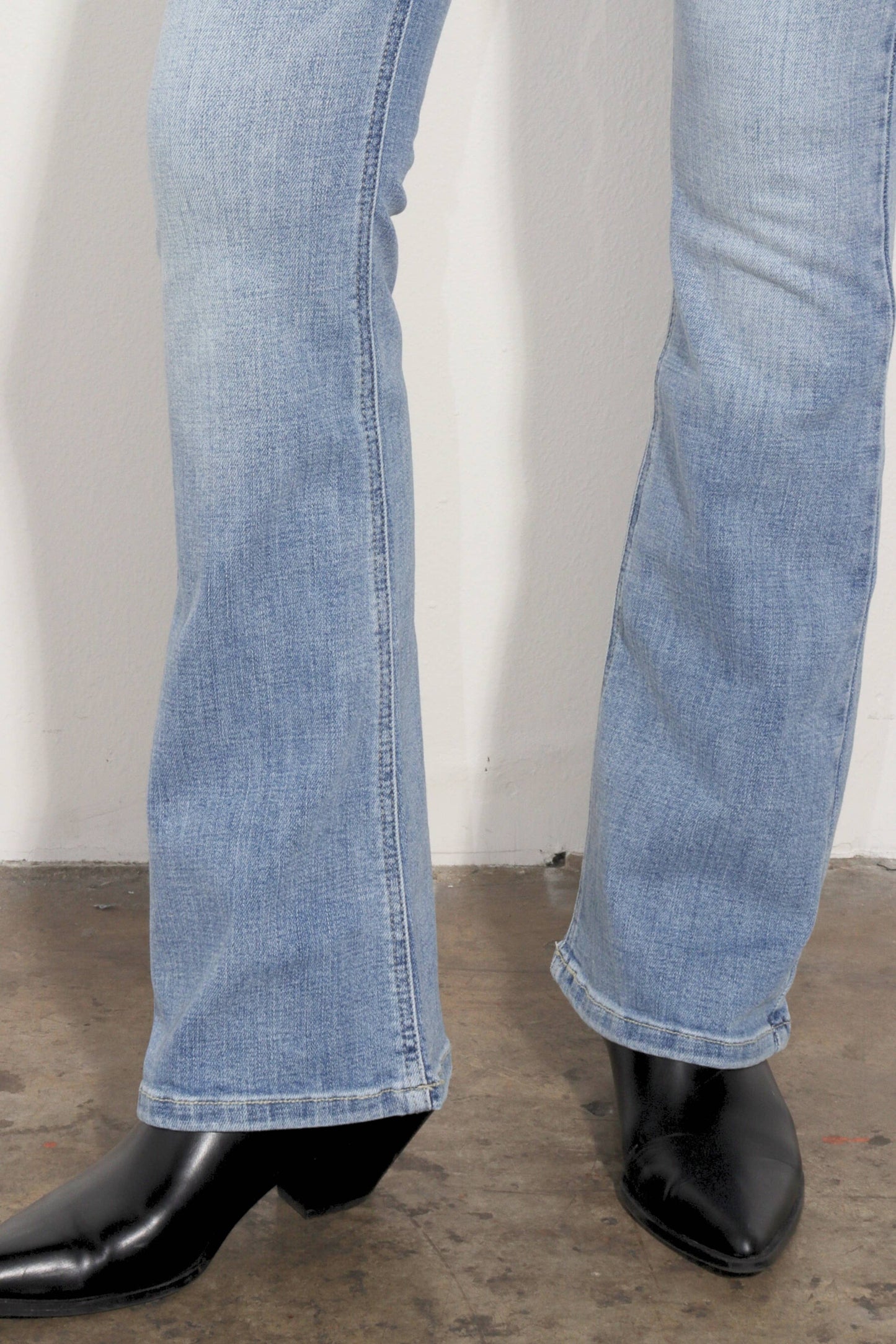 HIGH RISE STRETCH DOUBLE WAIST BOOTCUT JEANS