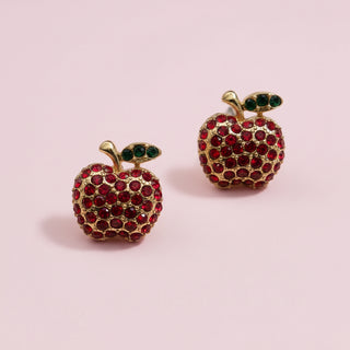 Pave Apple Post Earrings for Teacher's Day