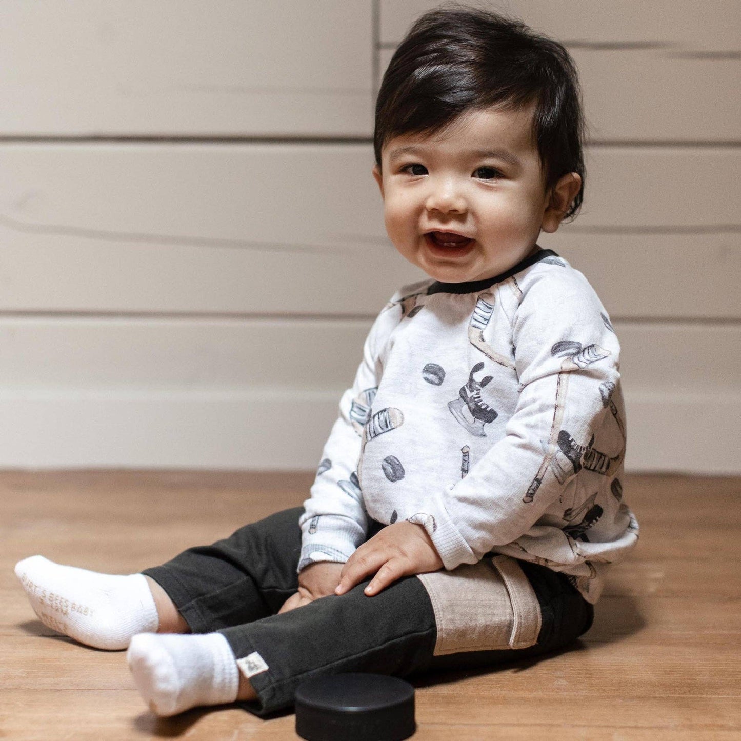 Burts Bees Little Slapshot Organic Cotton Hockey Sweatshirt & Jogger Set