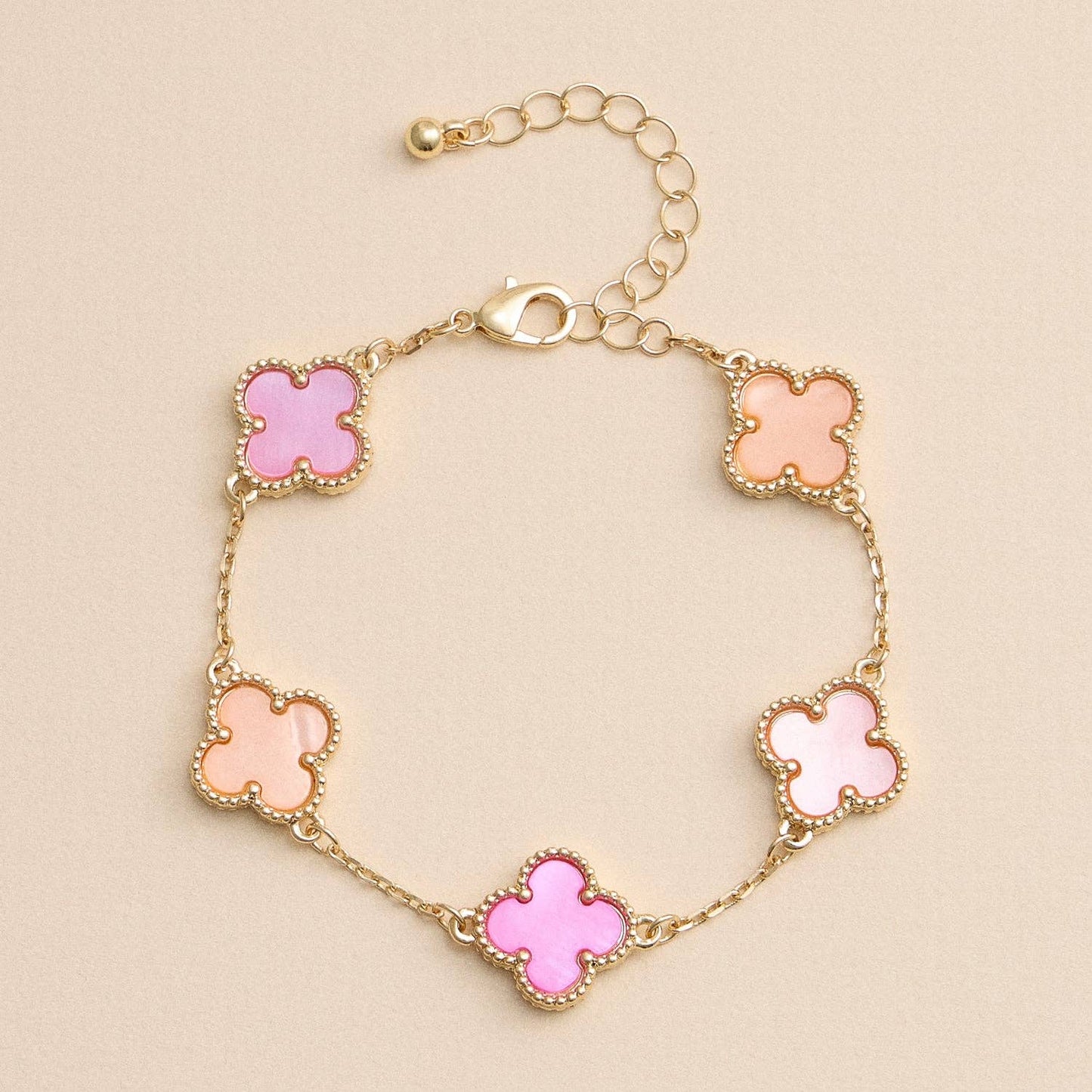 Colorful Shell Charm Bracelet with Gold Detailing