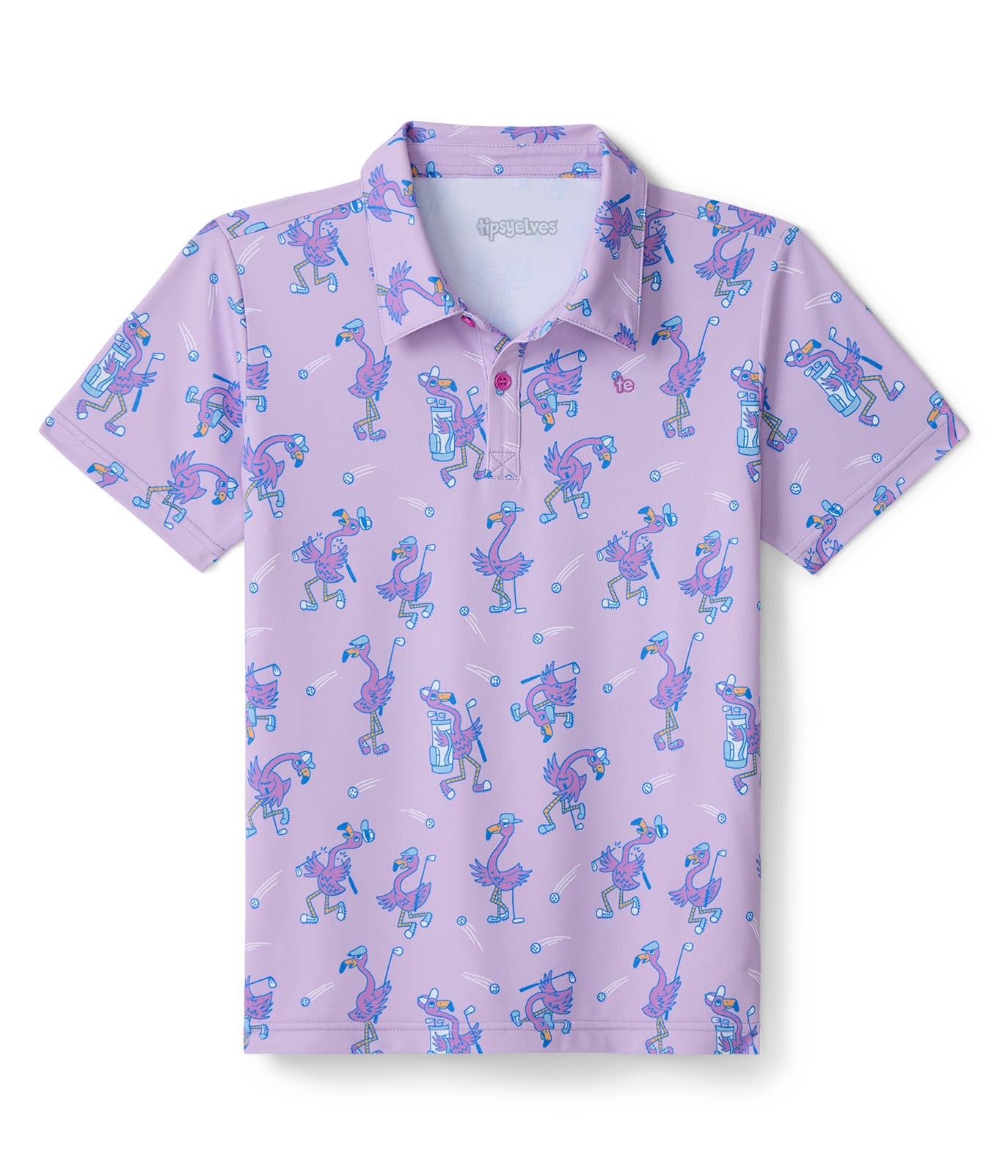 Flamingo Fiasco Kid's Golf Polo - Fun Youth Polo Shirt