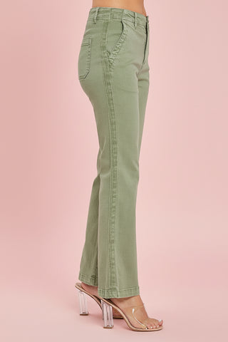 Risen High Rise Side Twill Tape Detail Straight Pants