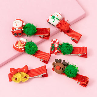 6Pc Festive Christmas Theme Hair Clip Set