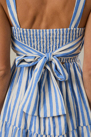 Blue & White Vertical Stripe Summer Dress