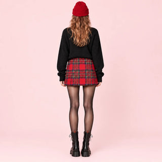 Plaid Side Zip Mini Skirt