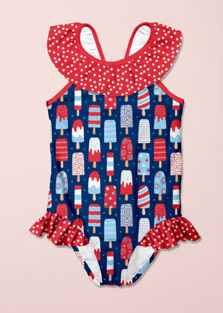 Girls’ Popsicle Ruffle-Accent One-Piece Swimsuit