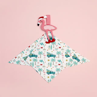 Coastal Christmas Flamingo Baby Lovey | Holiday Bamboo Security Blanket