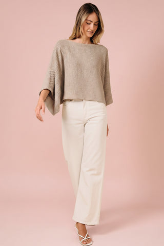 Women's Open-Knit Cropped Poncho Sweater