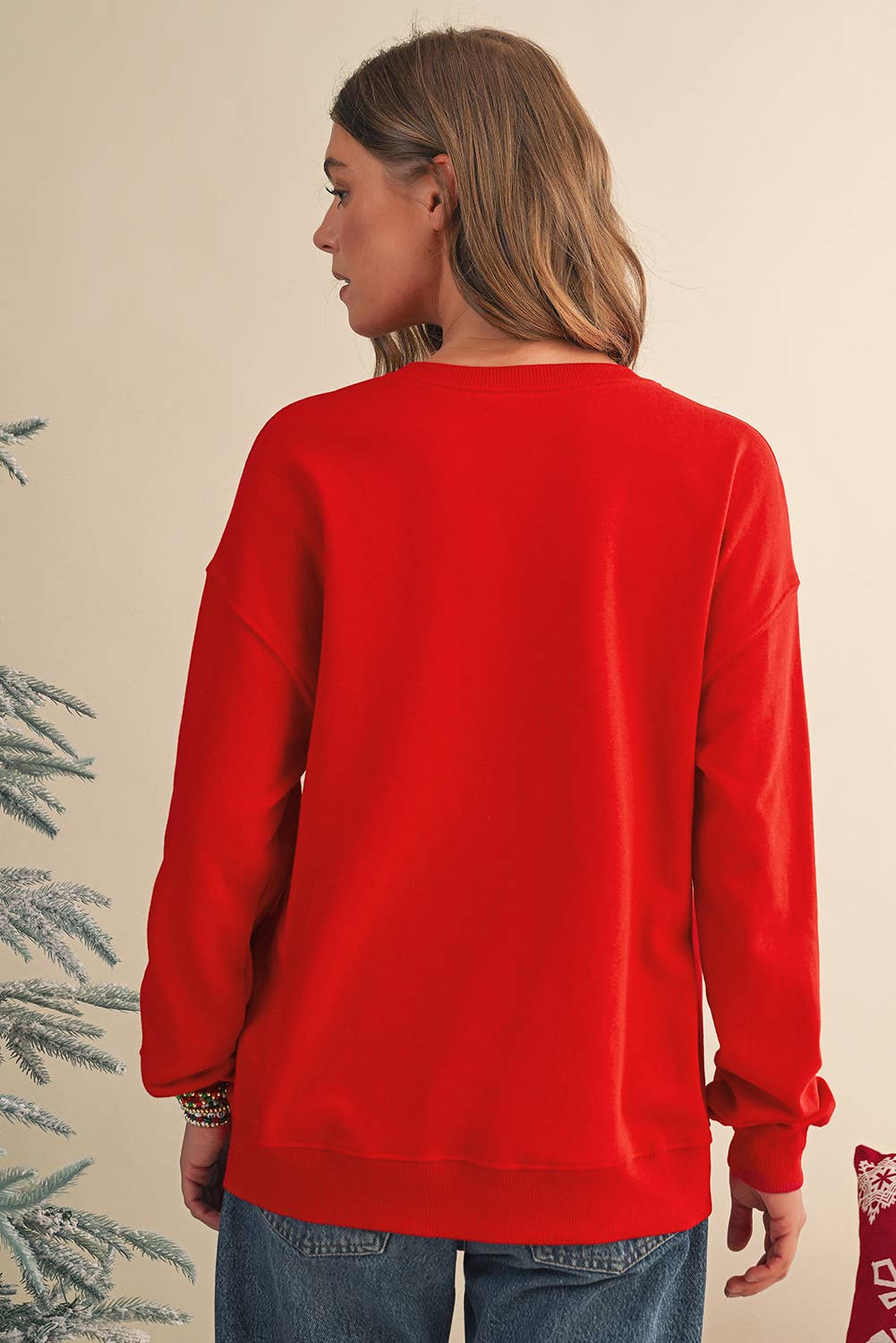 Christmas Tree Patched Graphic Sweatshirt