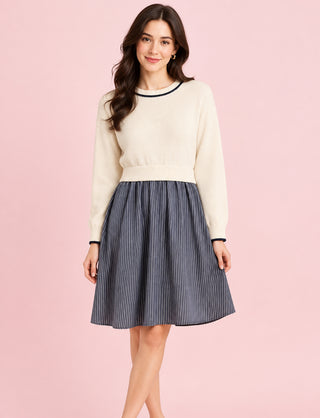 Mixed Media Long Sleeve Twofer Mini Dress