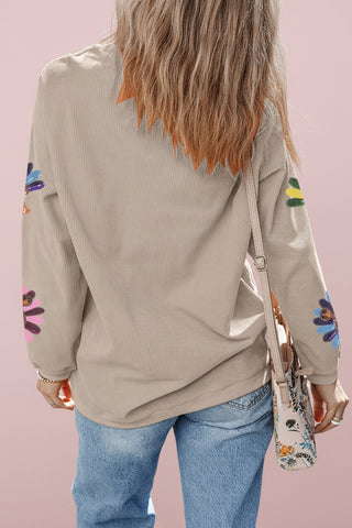 Thanksgiving Real Sequin Turkey Graphic Baggy Sweatshirt