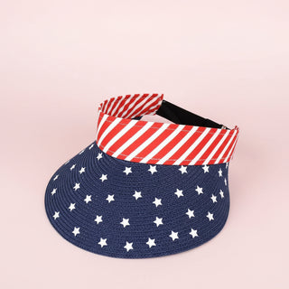 American Flag Roll Up Visor With Adjustable Elastic Band