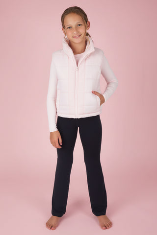 Girls Quilted Sherpa Vest, Long Sleeve Top, & Flare Pants 3-Piece Set