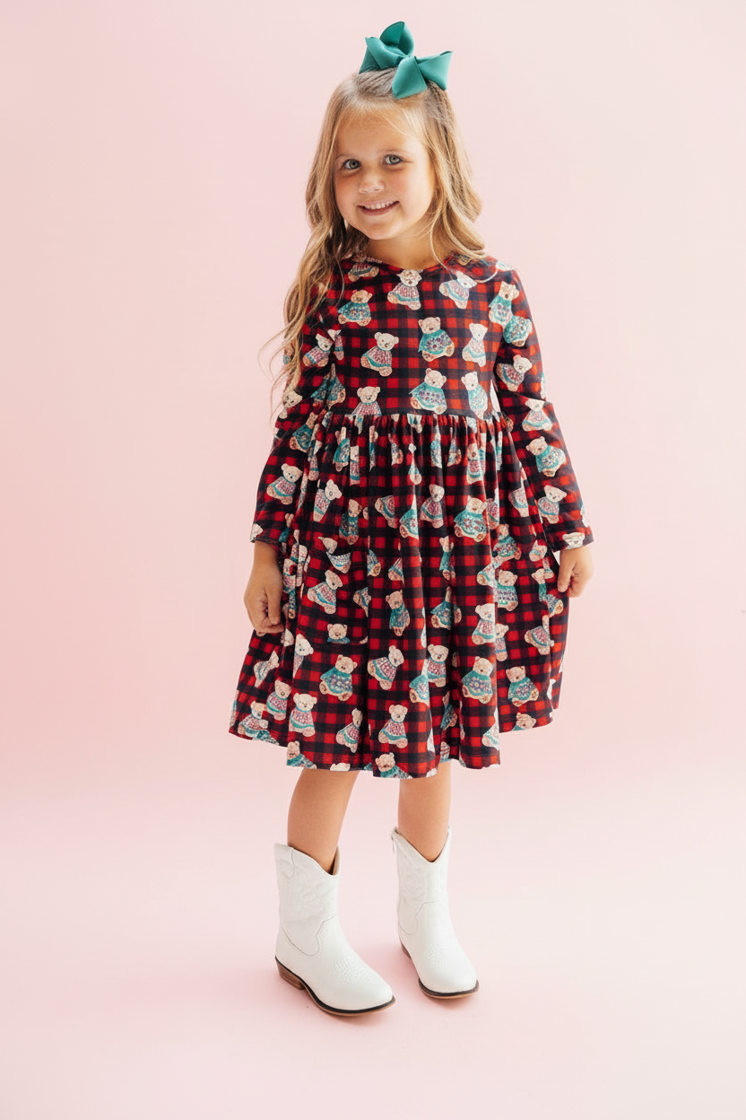 Christmas Bears Pocket Twirl Dress