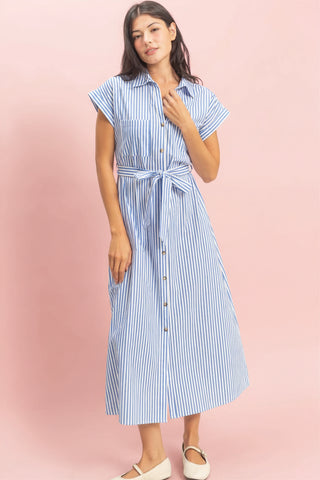Striped Poplin Shirt Dress