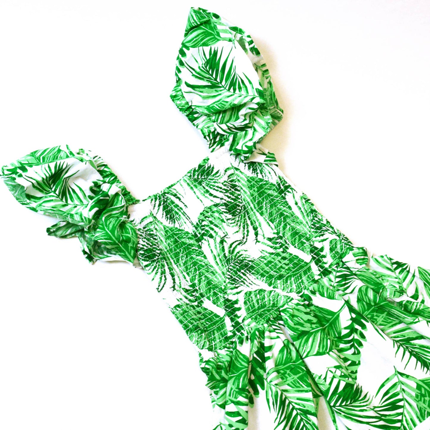 Botanical Smocked Flutter Sleeve Dress