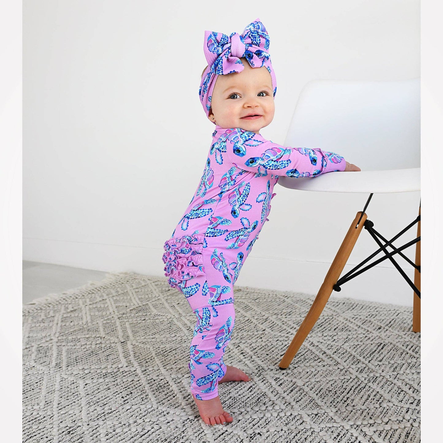 Waverly Sea Turtles Ruffle Zip Bamboo Sleepies Little