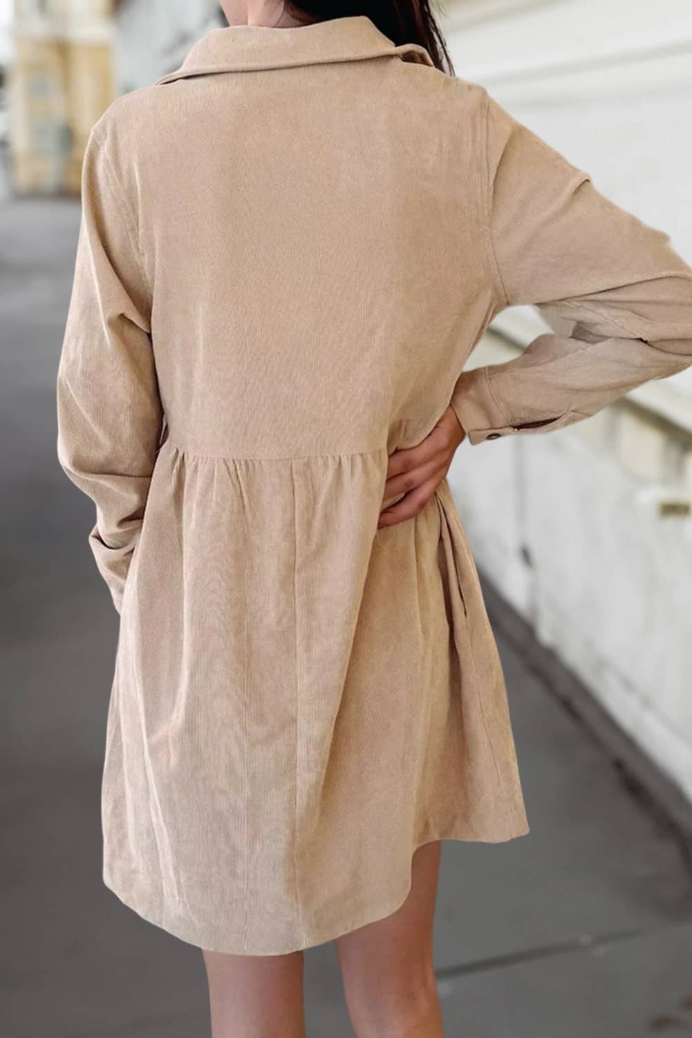 Seashell Stroll Corduroy Collared Mini Dress