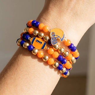 Faceted Crystal Gameday Football Stretch Bracelet Stack