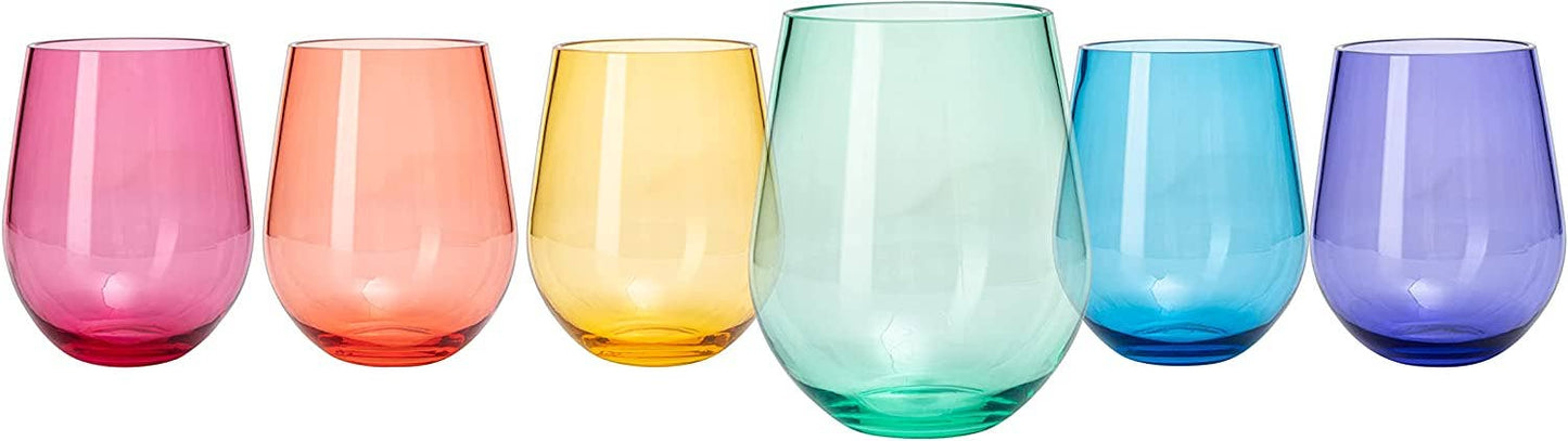 Colored Stemless Wine Glasses - Acrylic Italian