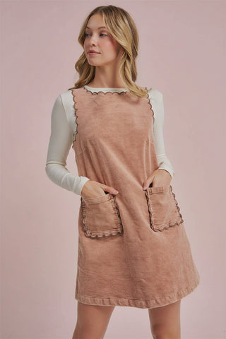 Women's Sleeveless Mineral Washed Fall Corduroy Mini Dress