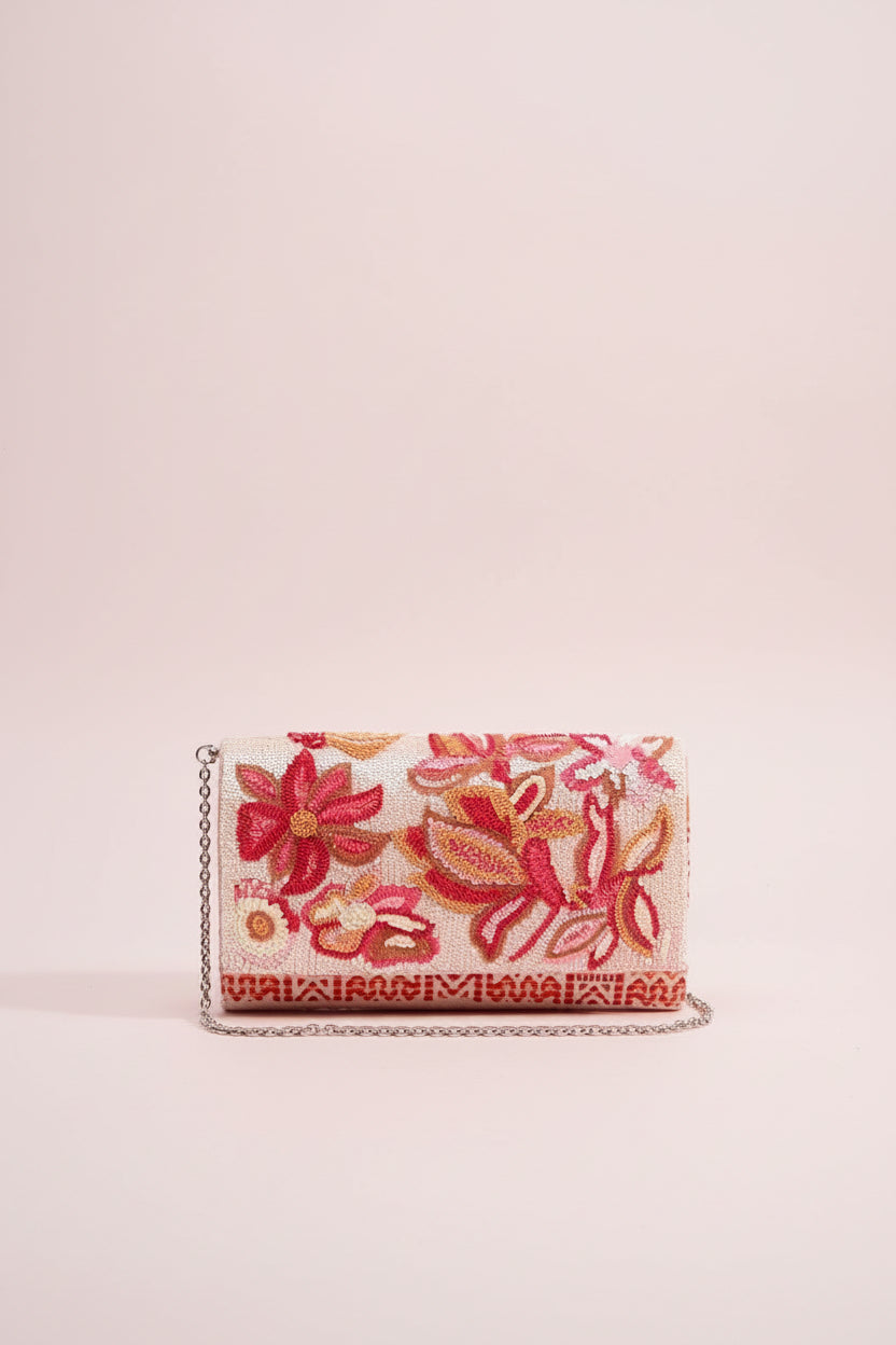 Embellished Convertible Clutch w/ Strap - Petal Pink
