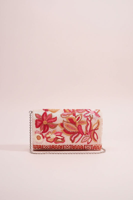 Embellished Convertible Clutch w/ Strap - Petal Pink