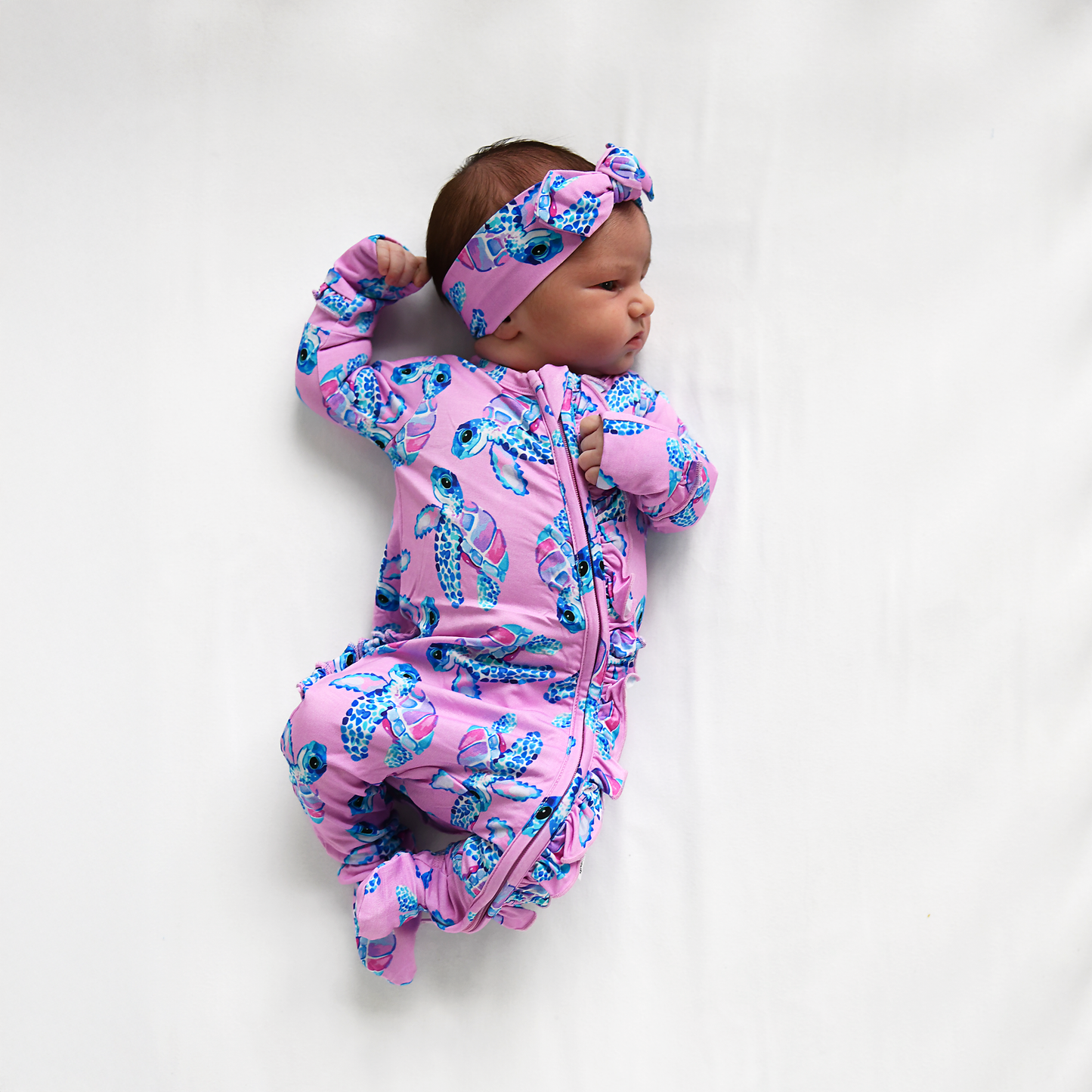 Waverly Sea Turtles Ruffle Zip Bamboo Sleepies Little