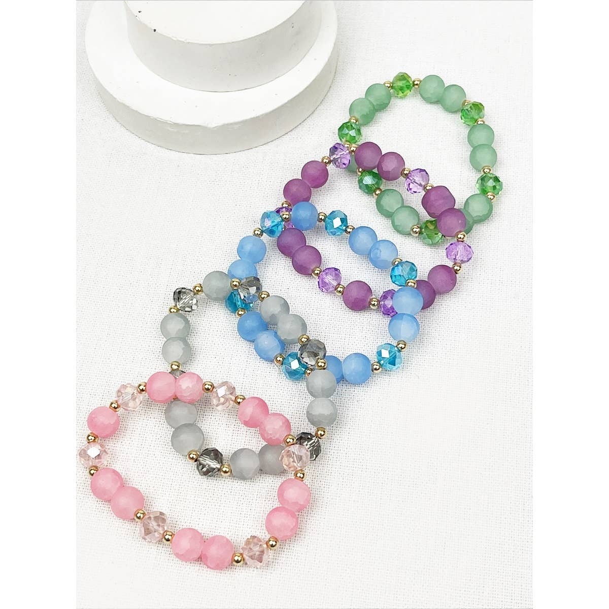 Soft Tone Bead Mix Stretch String Bracelet
