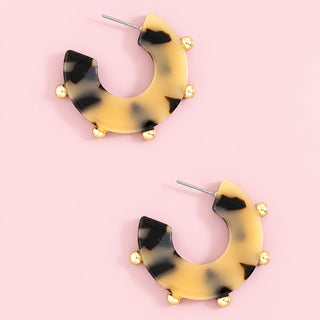 Ball Bead Accent Acetate Hoop Earrings