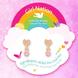 Girl Nation Little Luxe Heart Cubic Zirconia Drop Earrings
