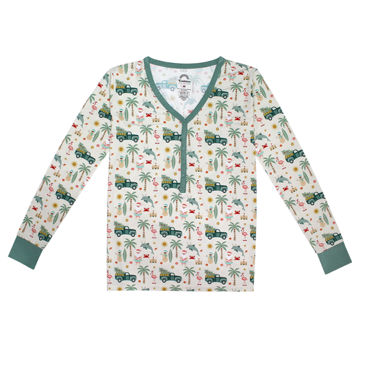 Coastal Christmas Holiday Women's Adult Bamboo Pajamas Sleep Shirt