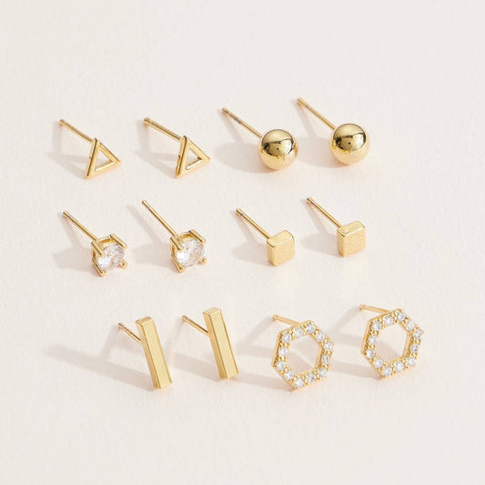 Classic Geometric Earrings - 18K Gold Dipped