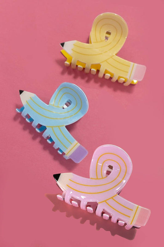 Back To School Teacher Pencil Hair Claw Clips