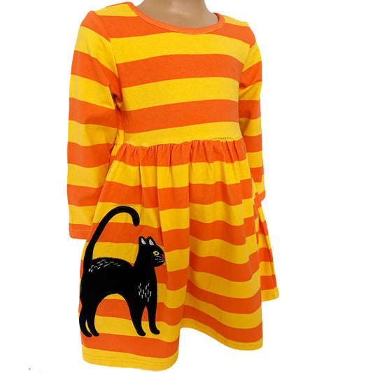 Orange Striped Cat Dress