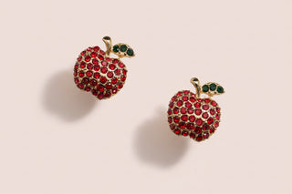 Pave Apple Post Earrings for Teacher's Day