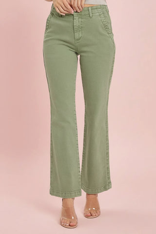 Risen High Rise Side Twill Tape Detail Straight Pants