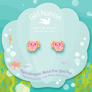 Girl Nation Pink Axolotl Stud Earrings