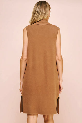 Women's Open-Front Shawl Collar Long Knit Vest