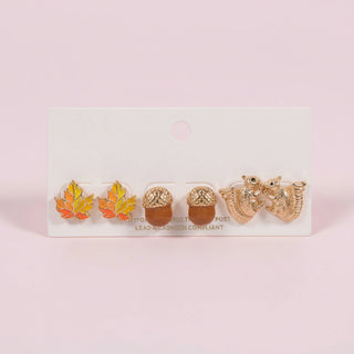 Autumn Leaves & Squirrel Stud Earrings Collection