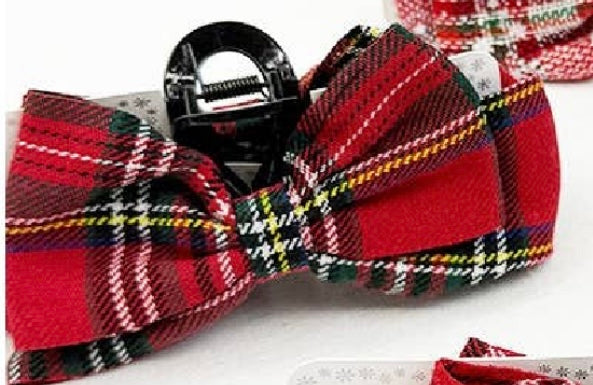 Variety Design Christmas Fabric Bow Hair Claw Clip